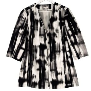 Chicos 2 (12/14)  Black White Abstract Print Jacket 3/4 Sleeve Career Artsy
